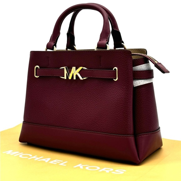 Michael Kors Reed Small Satchel Crossbody Bag Dark Cherry - Picture 2 of 11